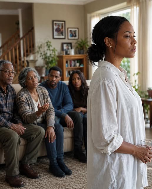 When my husband’s affair ended in a pregnancy, his entire family gathered in my living room and demanded that I leave the house. I didn’t raise my voice. I didn’t argue. I simply smiled and said one sentence—and watched the confidence drain from all six of their faces. They apologized not long after, but by then, it meant nothing.