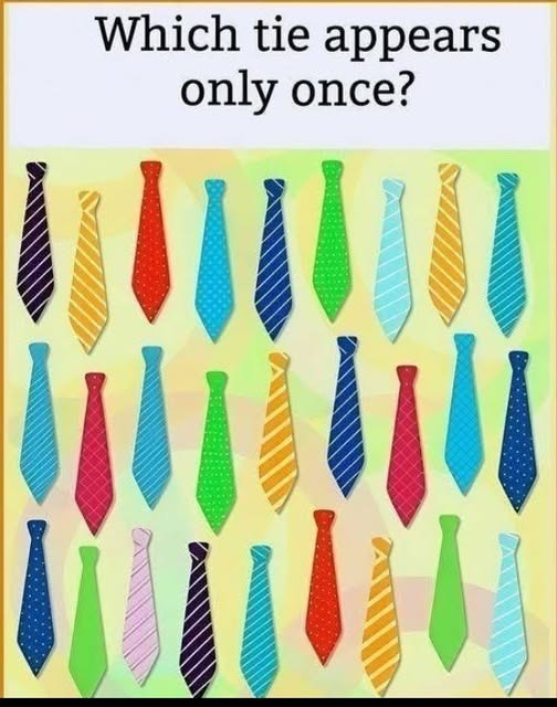 Eye test Which tie appears only once ?